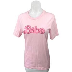 Retro Fashion Doll Women's Pink Babe Short Sleeve Graphic Tee T-Shirt Top S